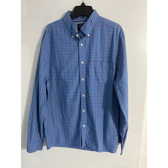 Charles Tyrwhitt button down shirt men’s size L blue orange plaid classic career - Picture 1 of 6